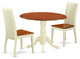 3 Pc Dublin Set -Dining Table, 2 Wood Seat Kitchen Chairs, Buttermilk & Cherry