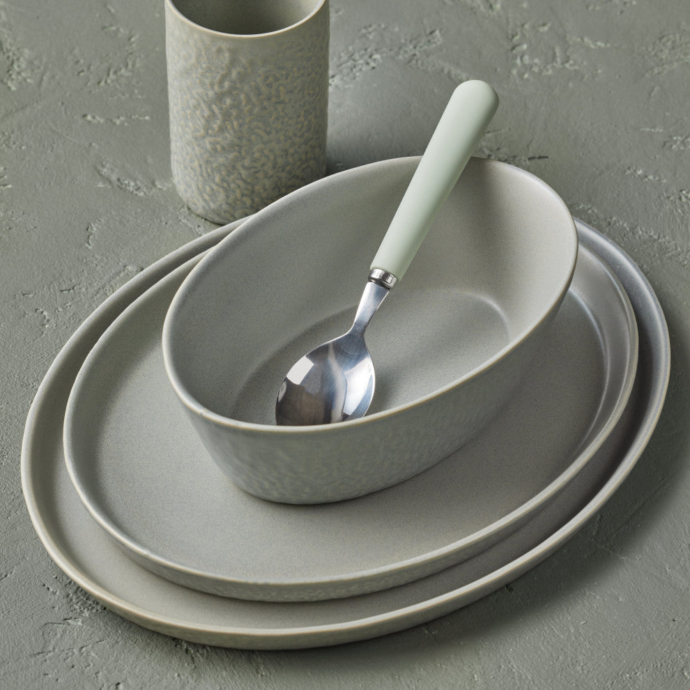 Stone by Mercer Project Katachi Stoneware 32 Piece Dinnerware Set, Grey