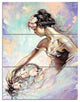 "Girl With Flower Bouquet" Glossy Metal Wall Art, 3 Panels, 28"x36"