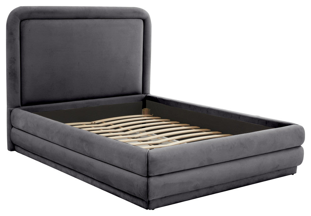 Briella Dark Gray Velvet Bed in Full