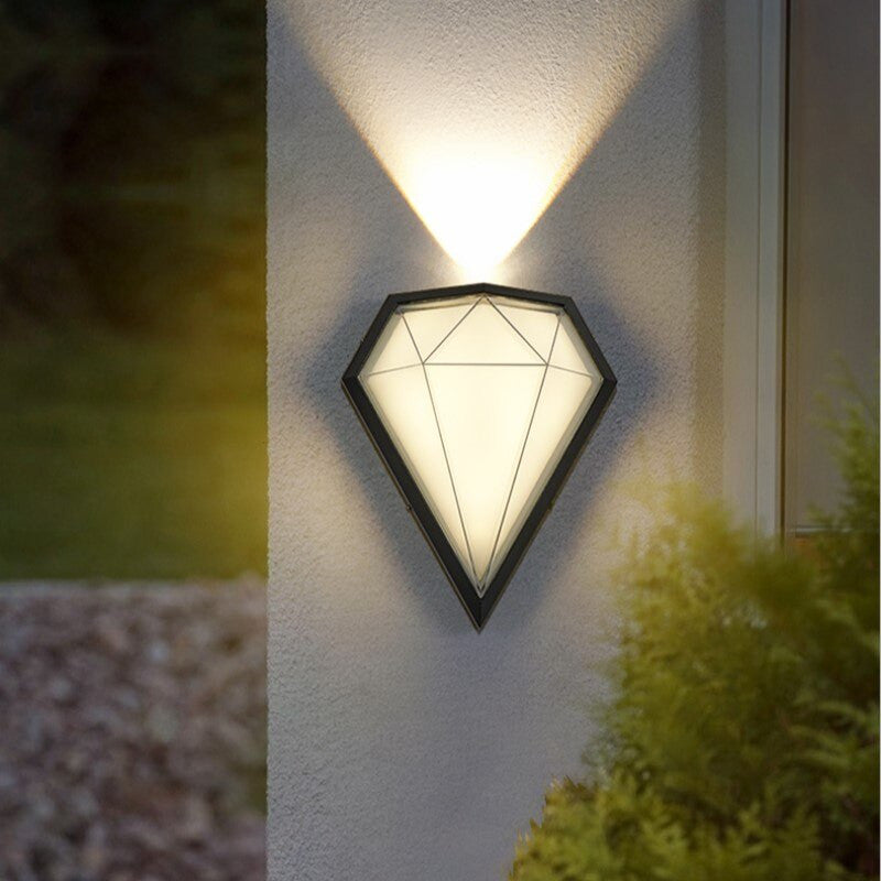 Outdoor Waterproof Diamond Shape Colorful Light LED Wall Lamp For Garden, Green