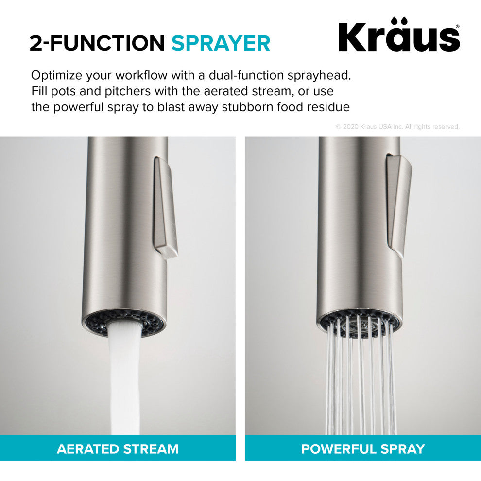 Oletto Pull-Down 1-Hole Kitchen Faucet, Spot Free Stainless Steel