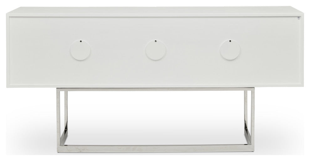 Cube Sideboard, High Gloss White, Stainless Steel