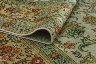 Fine Vintage Distressed Kaleb Ivory/Green Rug, 9'6 x 12'7