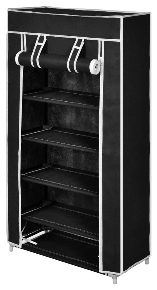 10 Pair 5 Tier Shoe Rack Tower Portable Closet Storage Organizer w/ Shelf Black