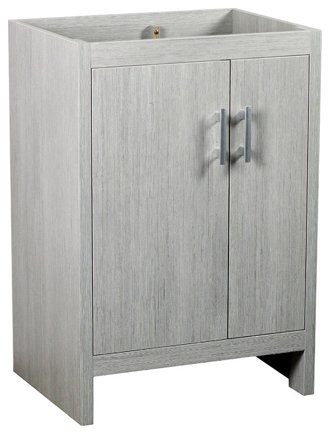 25" Single Vanity, Gray Pine Finish Top With Engineered Stone Top and Oval Sink