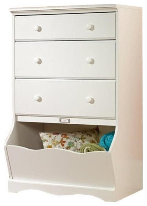 Sauder Pogo Solid Wood 3-Drawer Kid's Bedroom Chest in Soft White