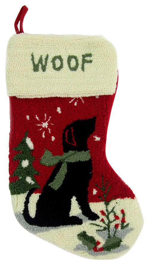 Hooked Christmas Stocking With Dog