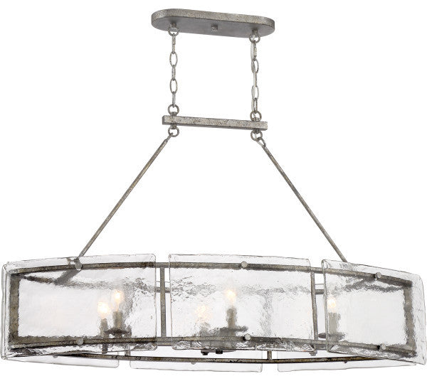 Quoizel FTS638MM Six Light Island Chandelier Fortress Mottled Silver