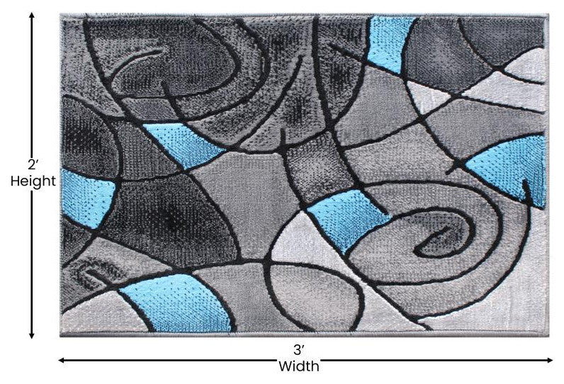 Jubilee Collection Modern Abstract Pattern Area Rug, Blue, 2' X 3'