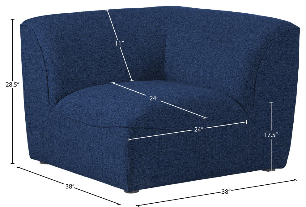 Miramar Linen Textured Fabric Upholstered Corner Chair, Navy