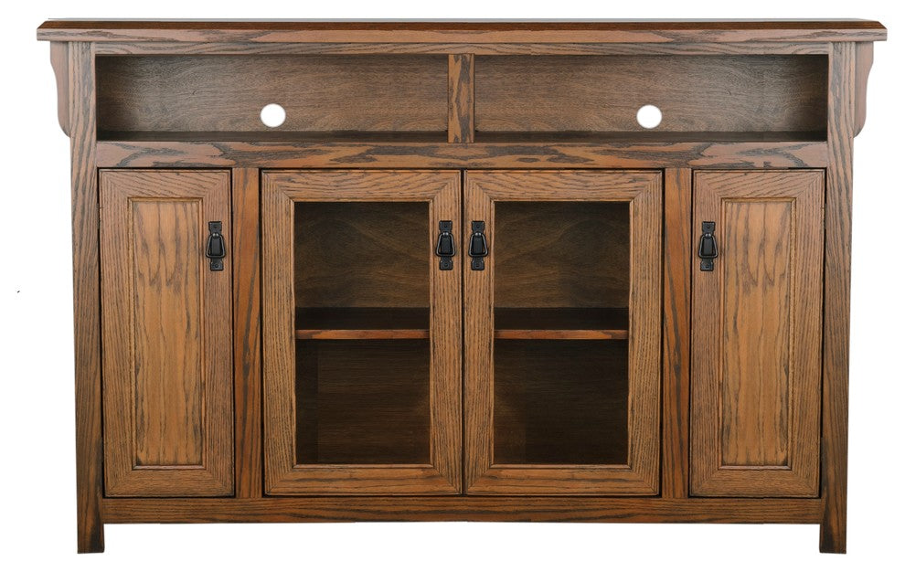 70" Wide Mission Tall Entertainment Console, Persimmon Oak