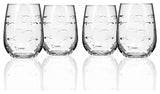 Rolf Glass School of Fish Stemless Wine Glass, 17 Ounces, Set of 4 lead free gla