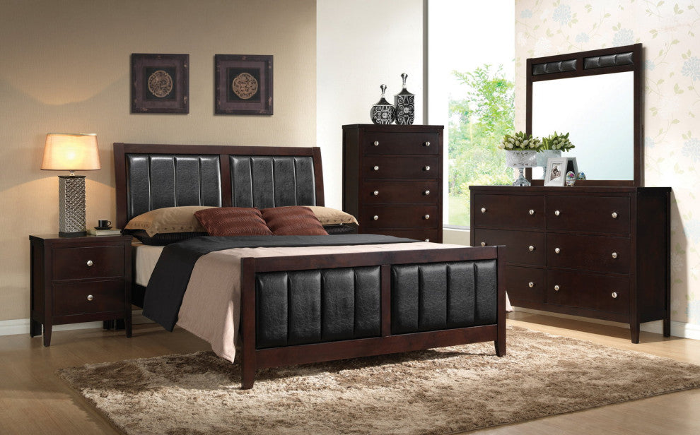 Coaster Carlton Upholstered Queen Bed in Cappuccino