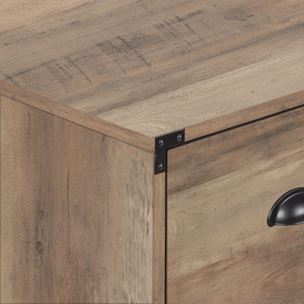 Brunei 31'' Wide 2 Drawer Wood Grain Farmhouse Lateral File Cabinet, Rustic Oak