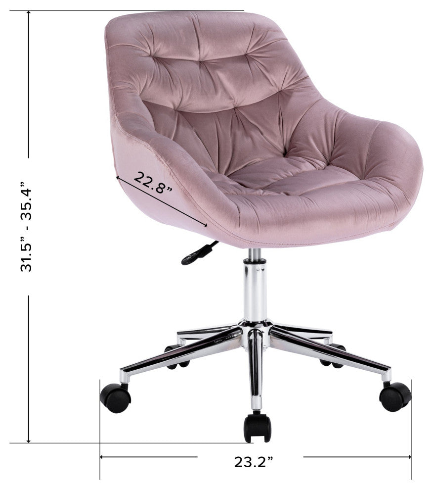 Ava Tufted Modern Chair with 360 Swivel Chair, Pink Velvet