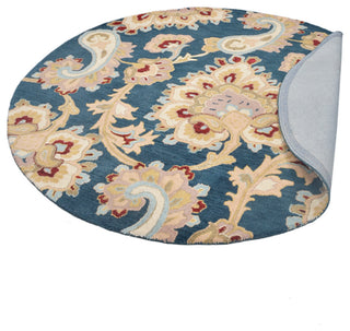 HAND TUFTED WOOL ECO-FRIENDLY AREA RUGS-Dark Blue Color, Floral Design