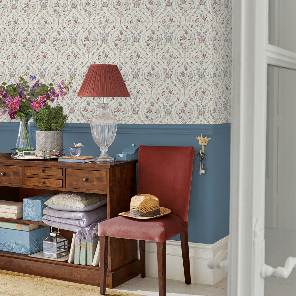 Laura Ashley Foscot Damask Wallpaper, Crimson Red