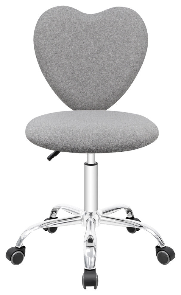 Heart 360 Degrees Vanity Chair With Adjustable Height, Gray Boucle
