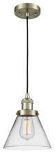 1-Light Large Cone 8" Pendant, Antique Brass, Glass: Clear