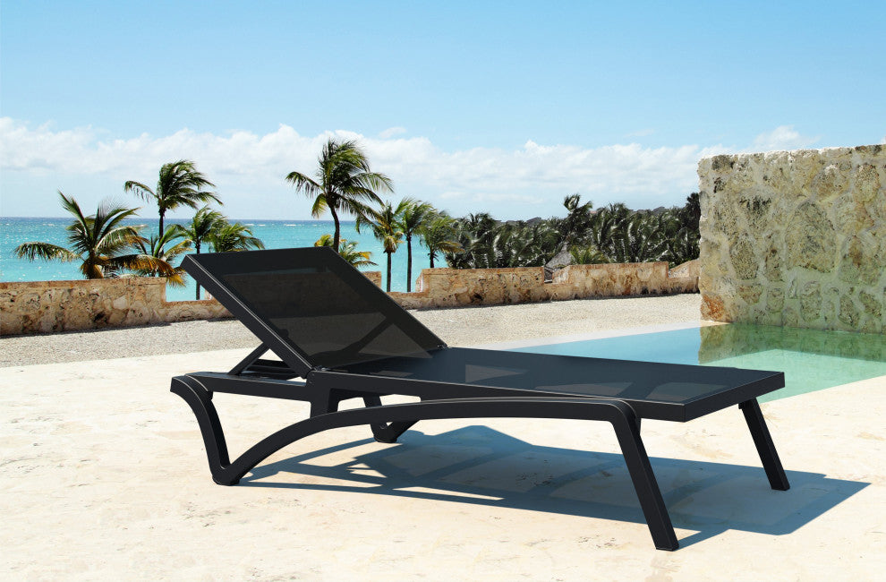 Compamia Pacific Sling Chaise Lounges, Black