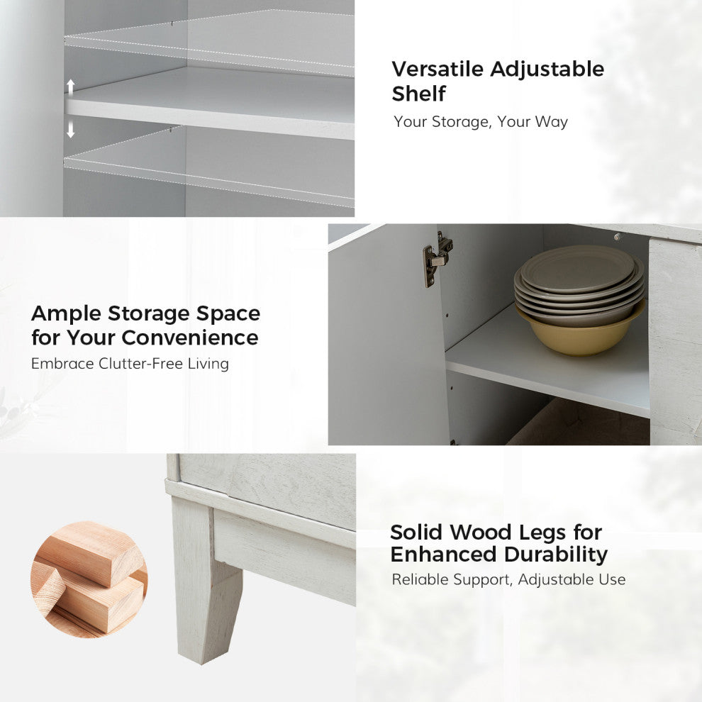Mabel 2-Door Accent Cabinet With Adjustable Shelves Set of 2, White