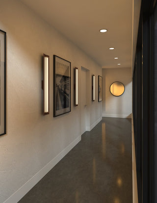 Penna 40 LED Sconce, Bright White, Brushed Brass/Dark Stained Walnut, 120v