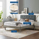 Platform Bed Frame, Twin Size, Wood, Grey Gray, Modern Contemporary, Bedroom