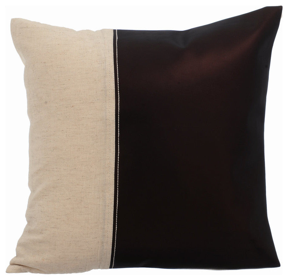 Brown Decorative Pillow Covers 22"x22" Faux Leather, Better Half Choco