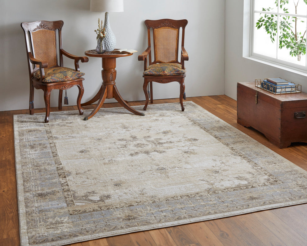 Neoma Traditional Bordered, Tan/Brown/Gray, 12'x15' Area Rug