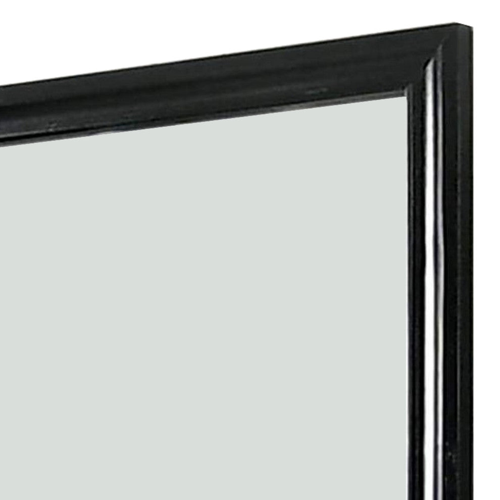 Benzara BM252510 Mirror With Wooden Frame and Molded Detail, Black