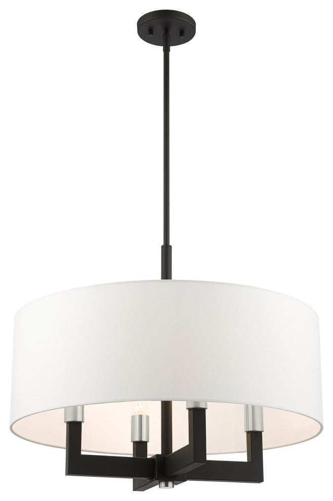 Livex Lighting Cresthaven 4 Light Black With Brushed Nickel Accents Chandelier