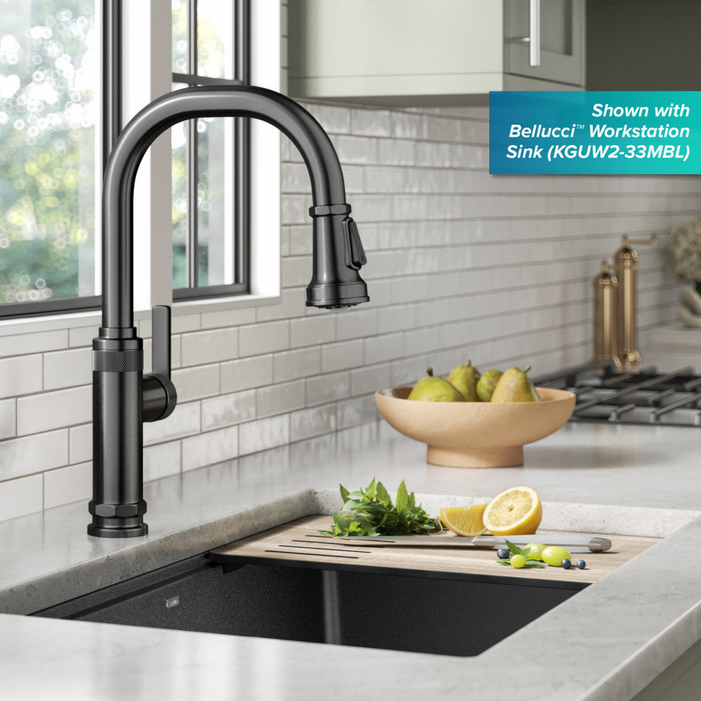 Sellette Pull-Down Kitchen Faucet, Spot Free Black Stainless, Model Kpf-4102sfsb