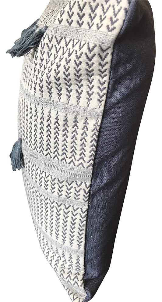 DecorShore Tribal Boho Woven Pillowcase with Tassels Soft Square Pillow Sham 18"