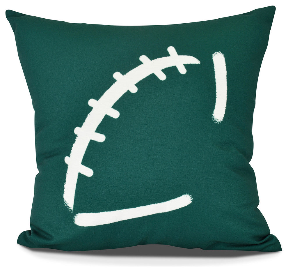 Football, Geometric Print Outdoor Pillow, Green, 18" x 18"