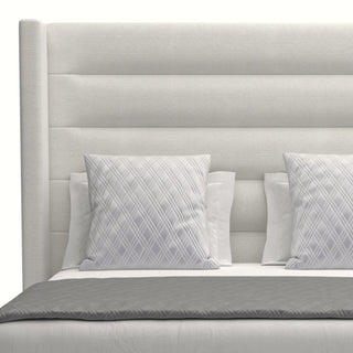 Nativa Interiors Aylet Horizontal Channel Tufted Bed, Off White, Queen, Medium Headboard