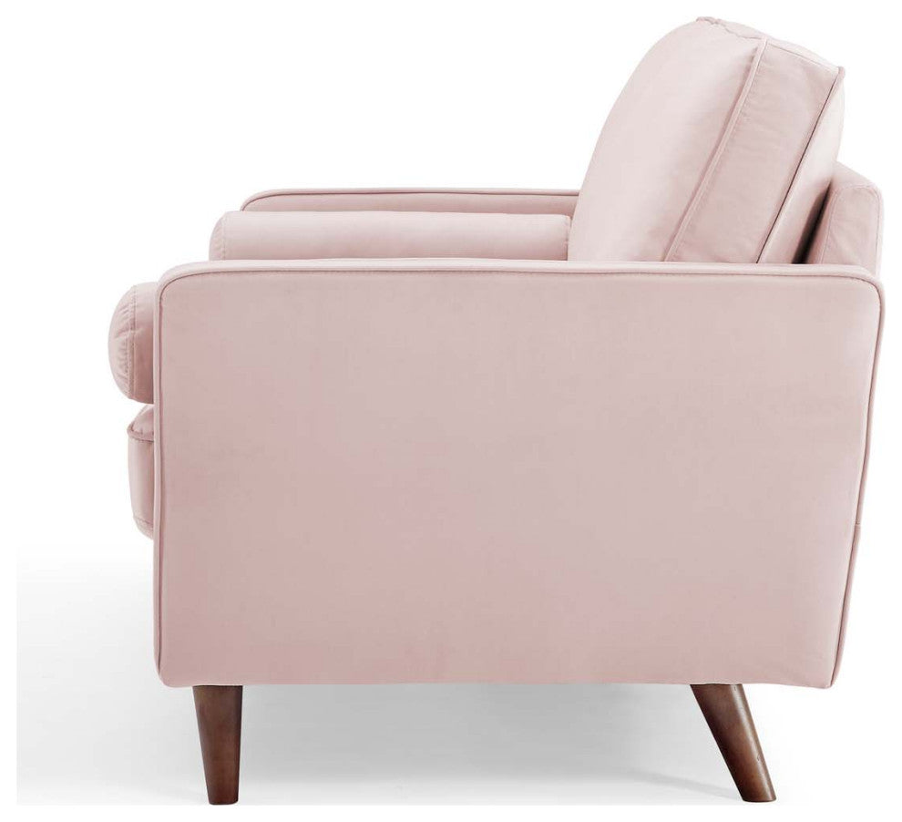 Loveseat Sofa, Velvet, Pink, Modern, Living Lounge Room Hotel Lobby Hospitality