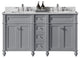 60" Double Bathroom Vanity, Taupe Gray with Carrara White Marble Top