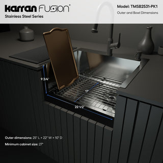 Karran Fusion Top Mount 25-in x 22-in Stainless Steel Single Bowl Kitchen Sink