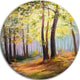 Spring Forest With Sunlight, Landscape Round Metal Wall Art, 38"