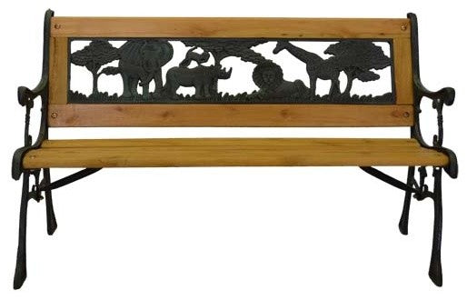 Junior Safari Park Bench, Cast Iron Kids Park Bench With Resin Back