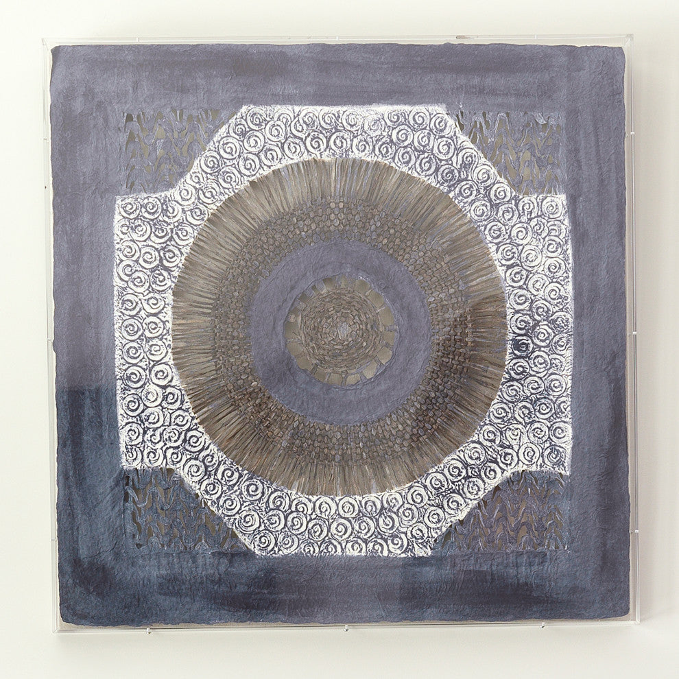 Batik Square Framed Wall Art, Indigo Paper