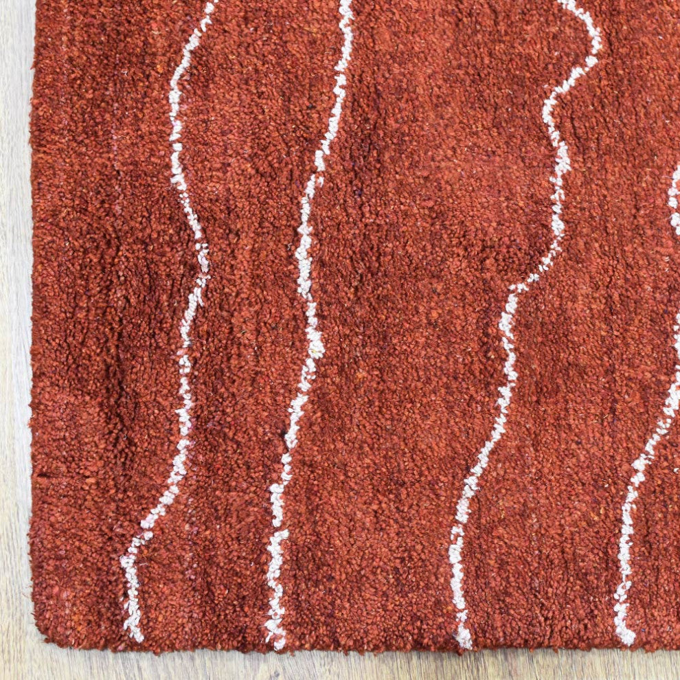 HAND KNOTTED LOOM SILK  RUGS-6'7''x9'10'',Rectangle,Light Red White,Contemporary