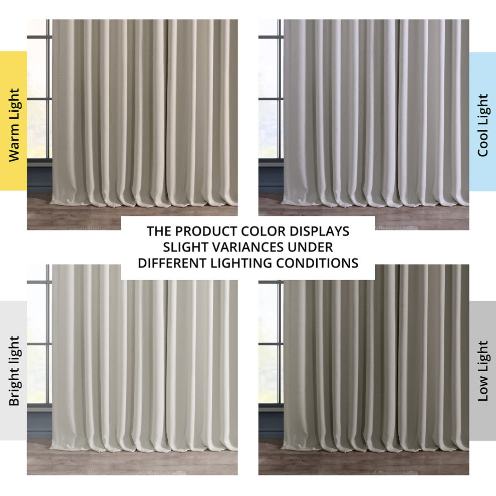 Faux Linen Extra Wide Room Darkening Curtain Single Panel, Birch, 100"x84"