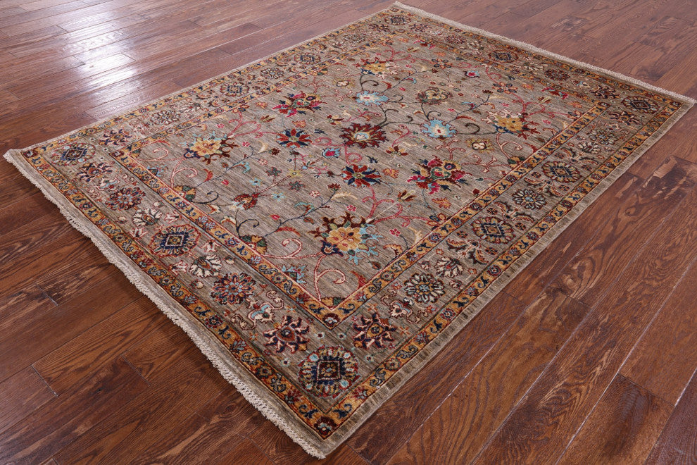 5' 2" X 6' 10" Persian Tabriz Hand Knotted Wool Rug Q7657