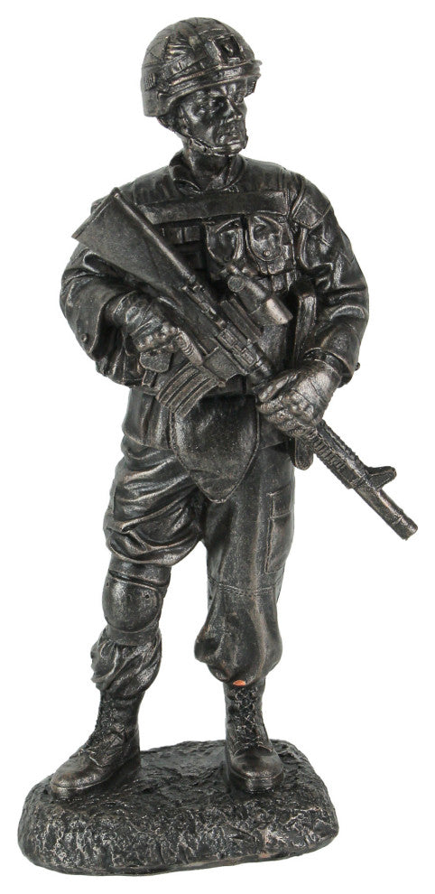 Battle Ready Military Soldier Veteran Tribute / Memorial Statue 10 Inches Tall
