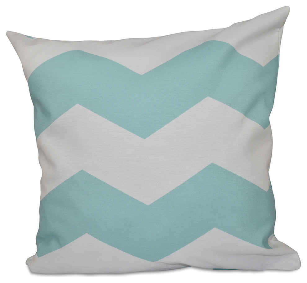 Geometric Decorative Pillow, Aqua, 16"x16"