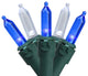 Set of 100 Blue & Pure White LED Mini Christmas Lights 4" Spacing - Green Wire