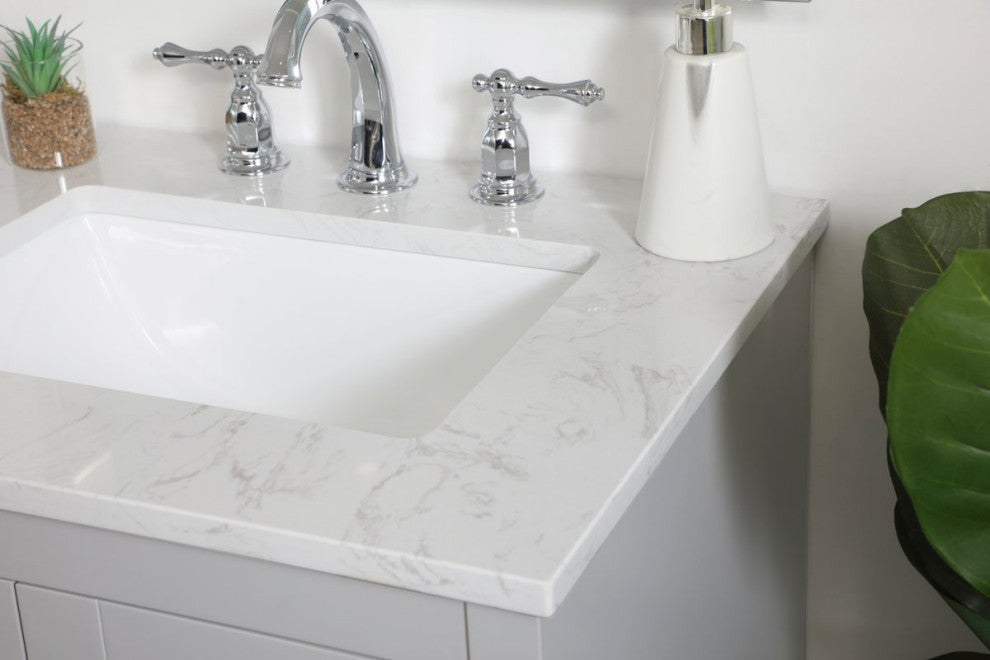 24" Single Bathroom Vanity, Gray