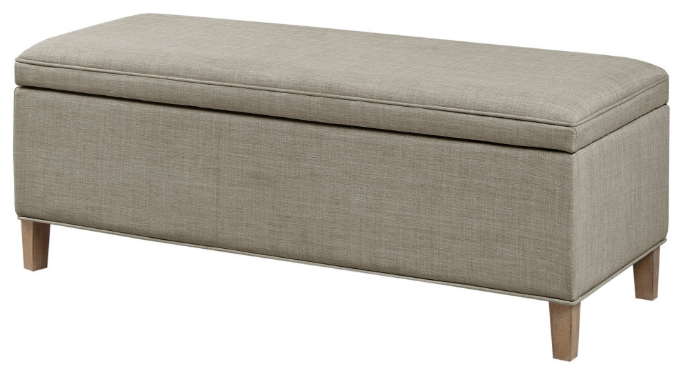 Martha Stewart Caymus Transitional Upholstered Storage Bench, Grey
